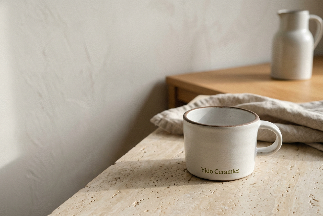 Handcrafted ceramic cup with a steady, minimal shape