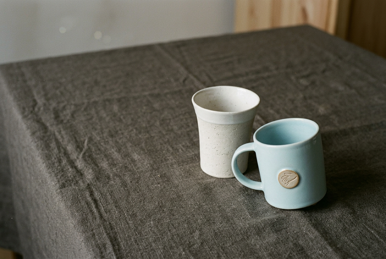 Korean-made handcrafted ceramic tableware with quiet glaze and stoneware texture.